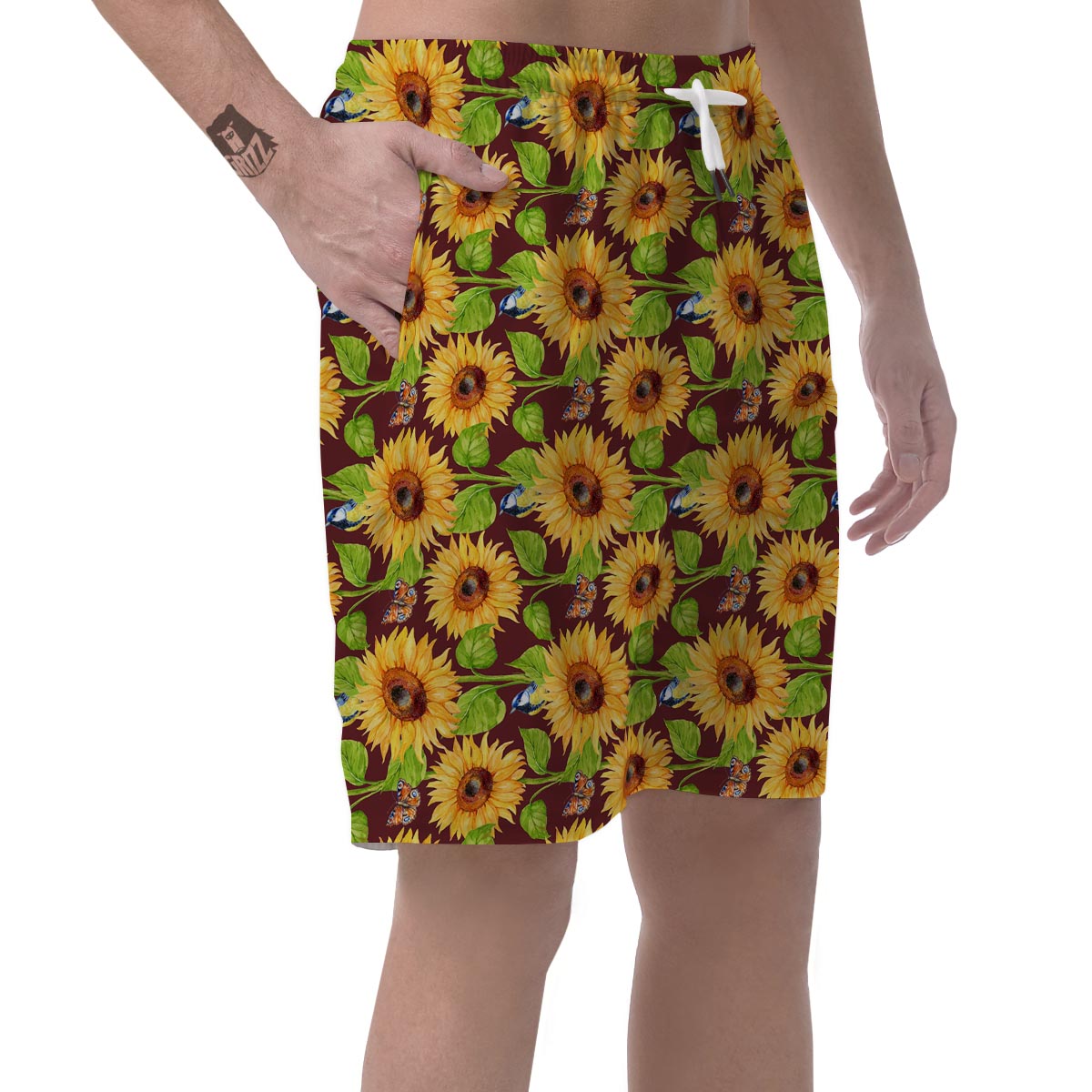 Sunflower With Bird And Butterfly Men's Shorts-grizzshop