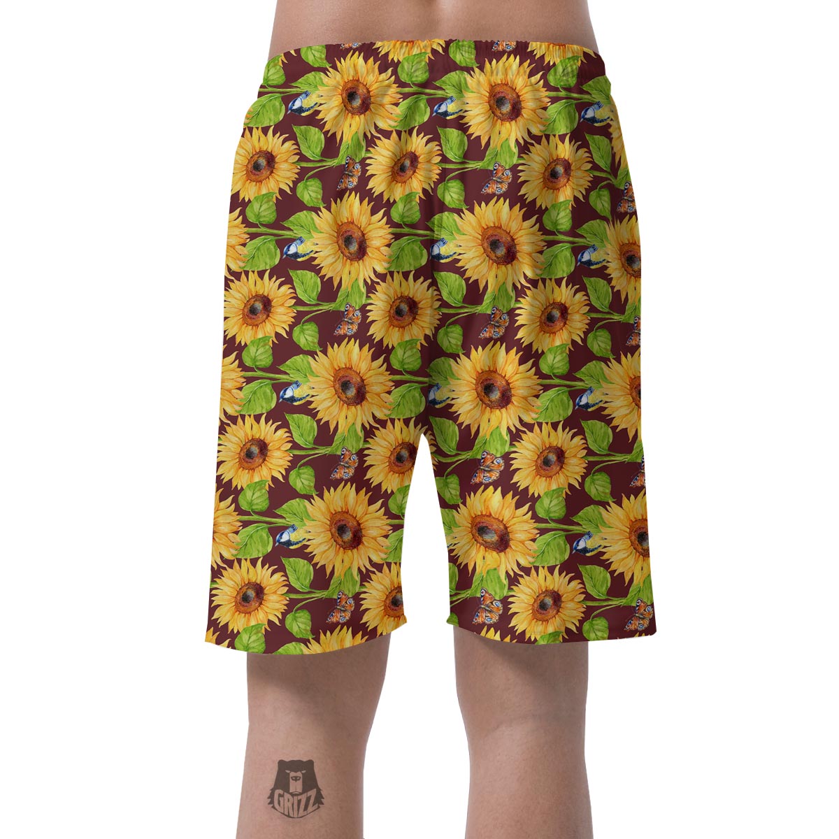 Sunflower With Bird And Butterfly Men's Shorts-grizzshop