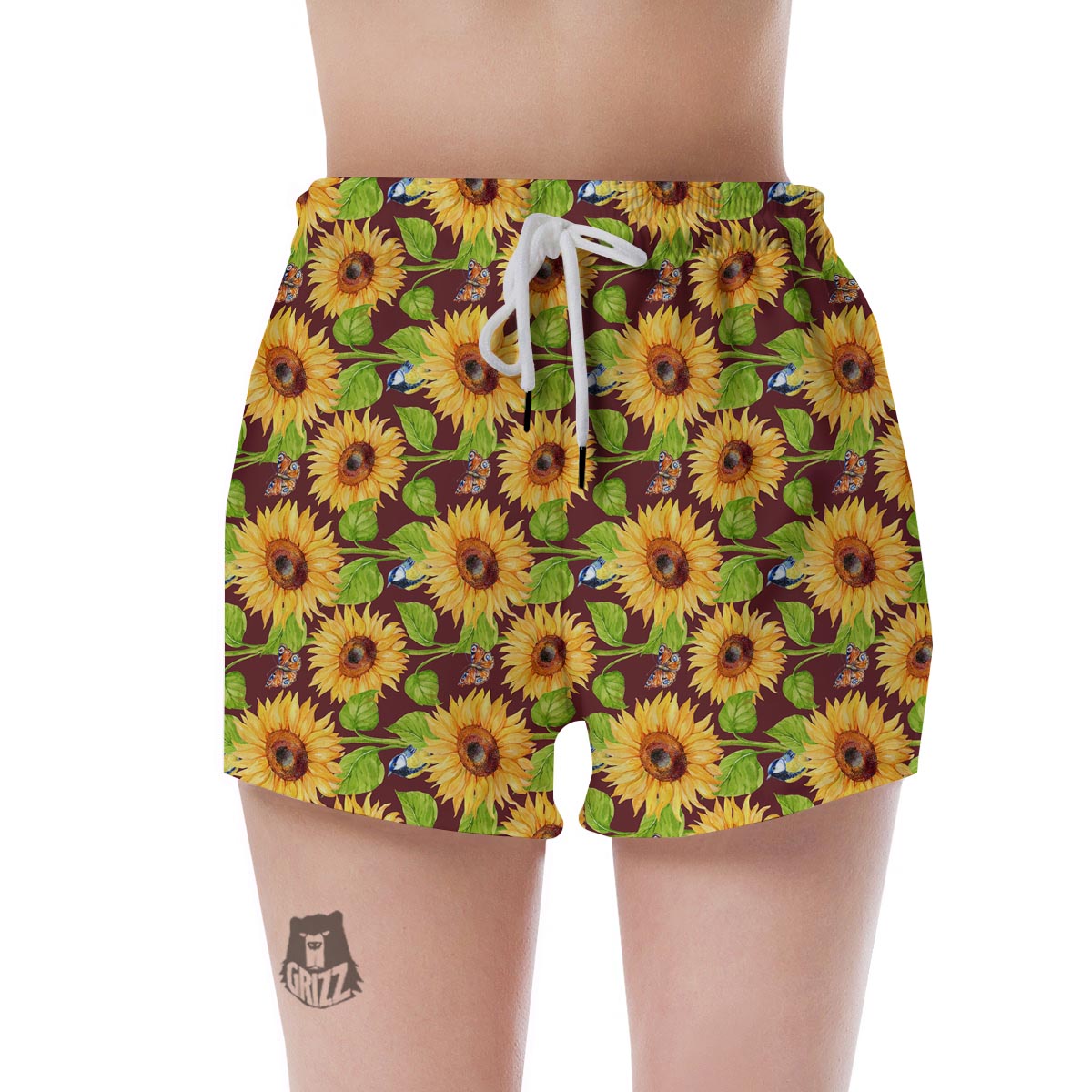 Sunflower With Bird And Butterfly Women's Shorts-grizzshop