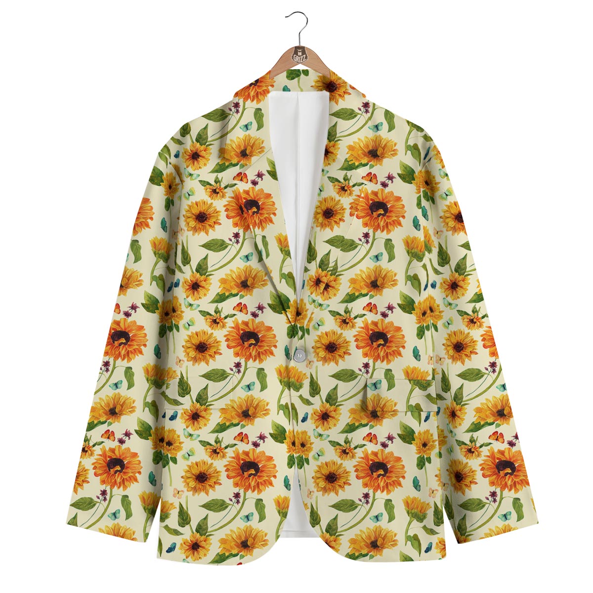 Sunflower With Butterfly Men's Blazer-grizzshop
