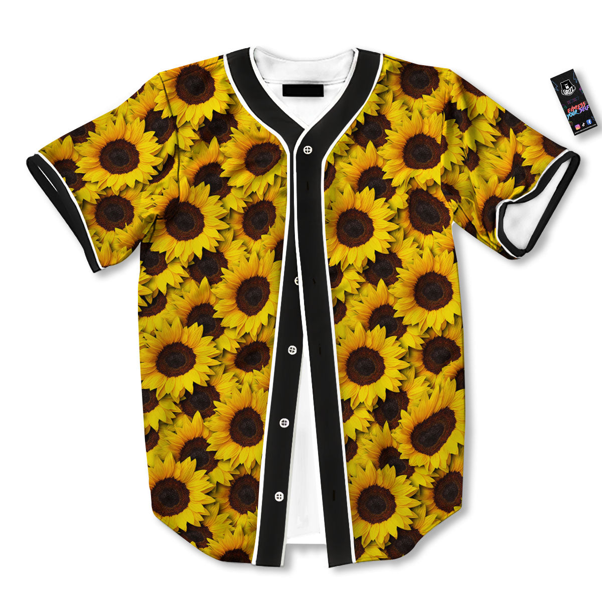 Sunflower Yellow Print Pattern Baseball Jersey-grizzshop