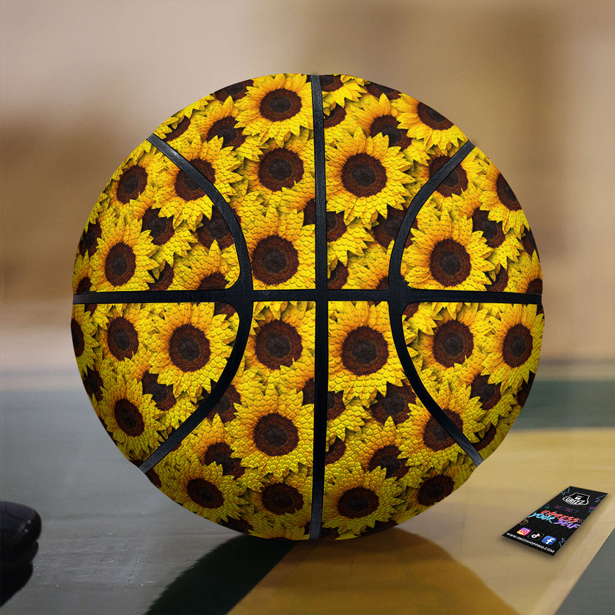 Sunflower Yellow Print Pattern Basketball