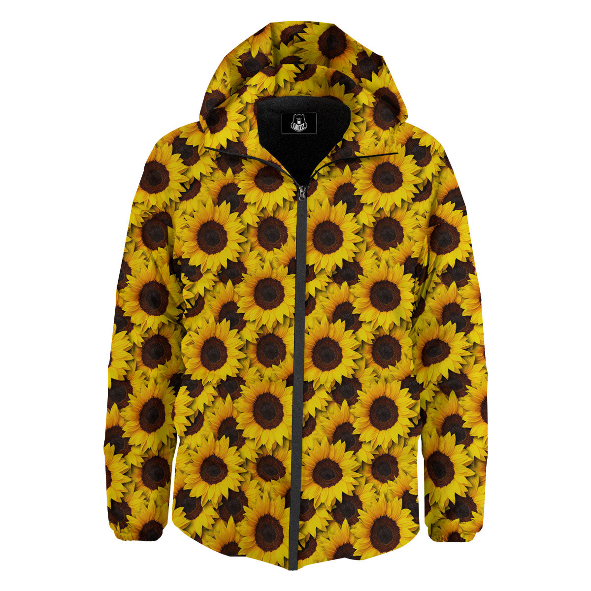 Sunflower Yellow Print Pattern Down Jacket-grizzshop