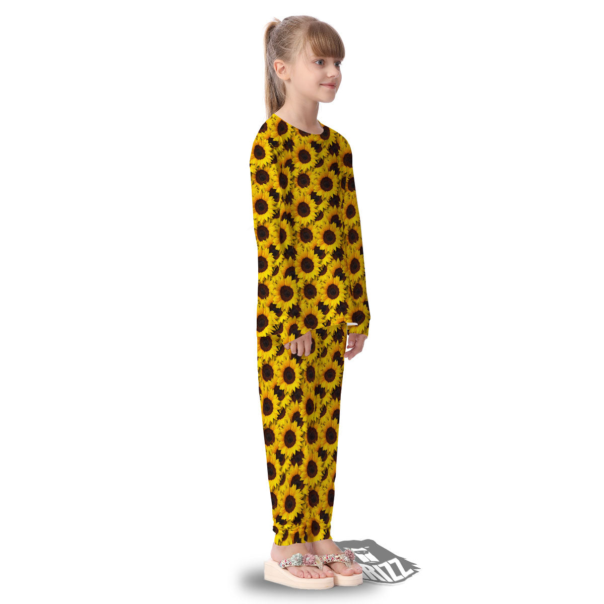 Sunflower Yellow Print Pattern Kid's Pajamas-grizzshop