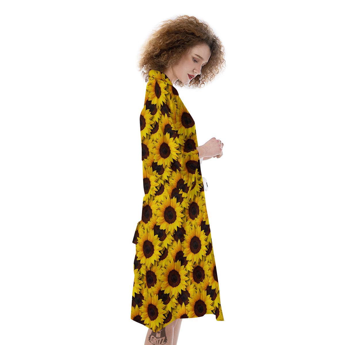 Sunflower Yellow Print Pattern Kimono-grizzshop