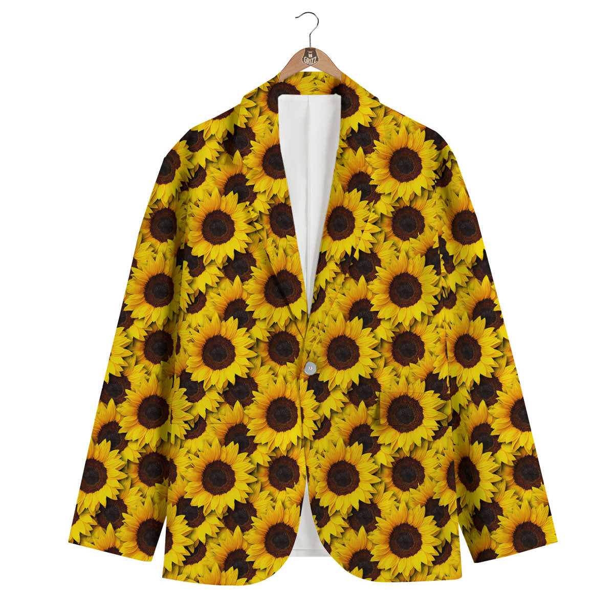 Sunflower Yellow Print Pattern Men's Blazer-grizzshop