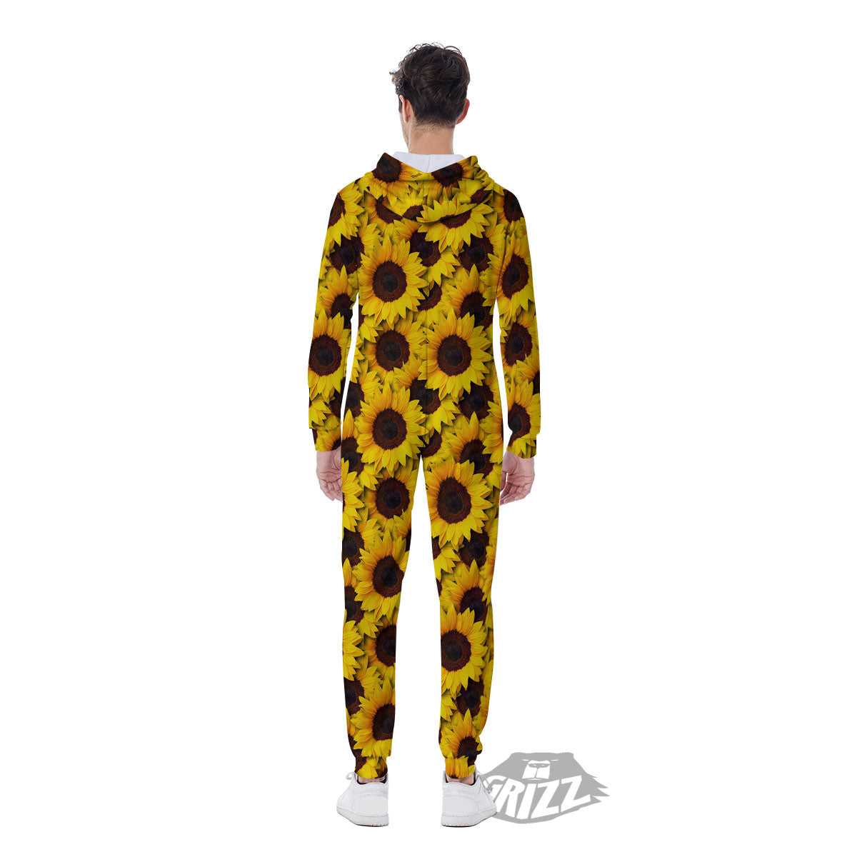Sunflower Yellow Print Pattern Men's Jumpsuit-grizzshop