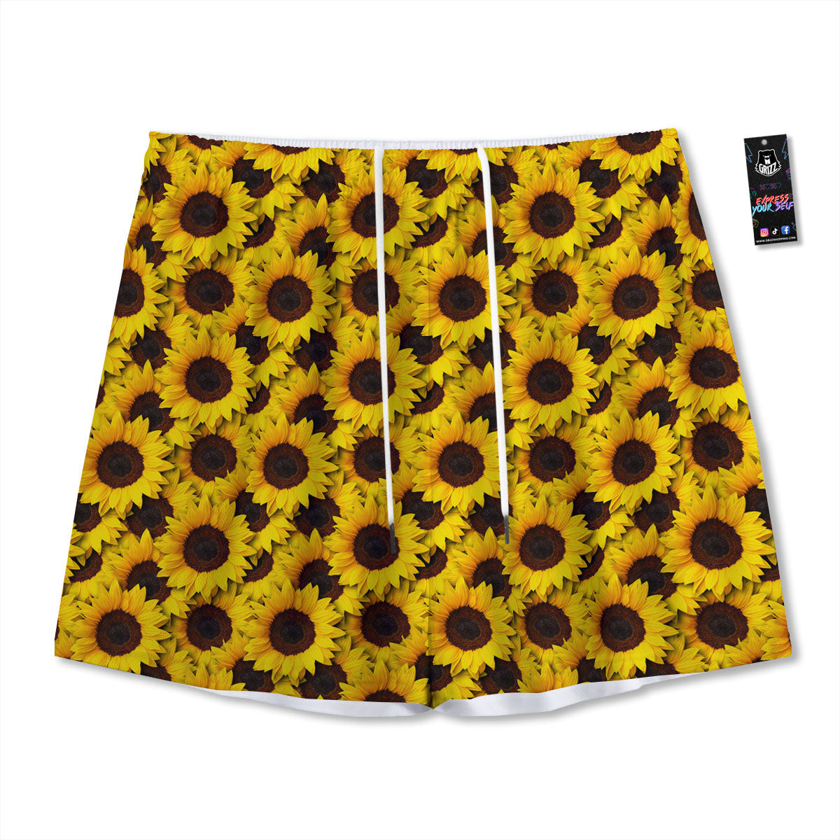 Sunflower Yellow Print Pattern Mesh Shorts
