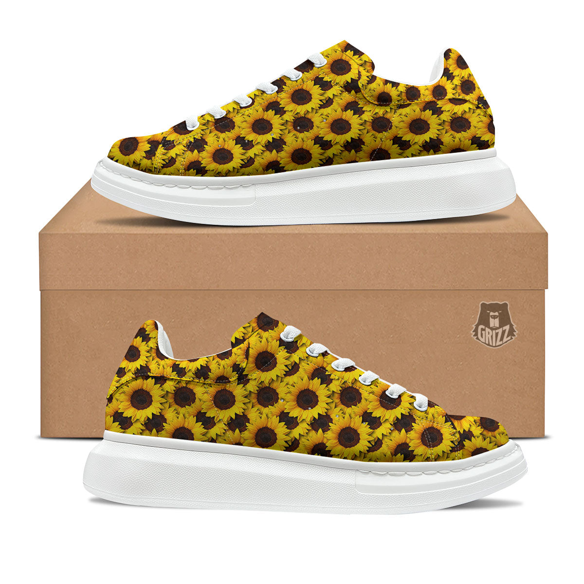 Sunflower Yellow Print Pattern Platform Shoes-grizzshop