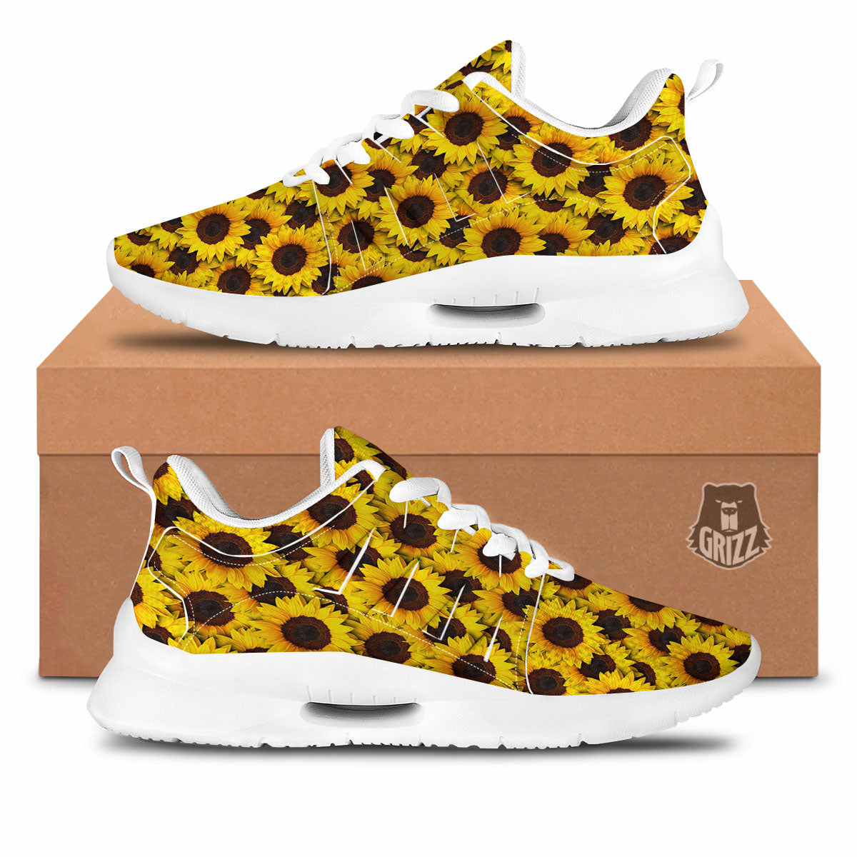 Sunflower Yellow Print Pattern Tennis Shoes-grizzshop