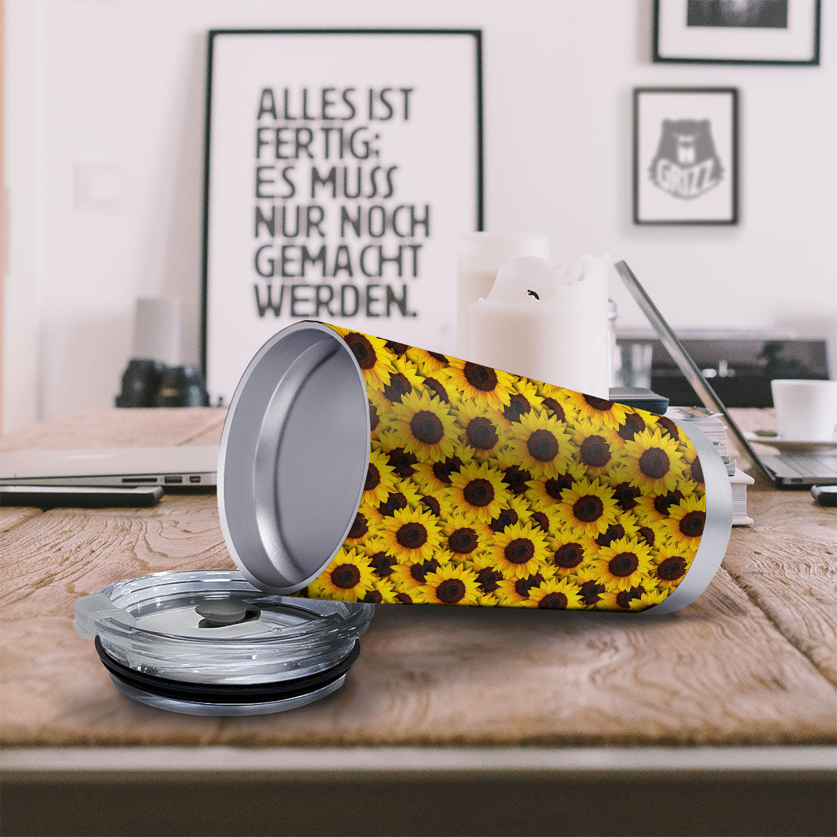 Sunflower Yellow Print Pattern Tumbler-grizzshop