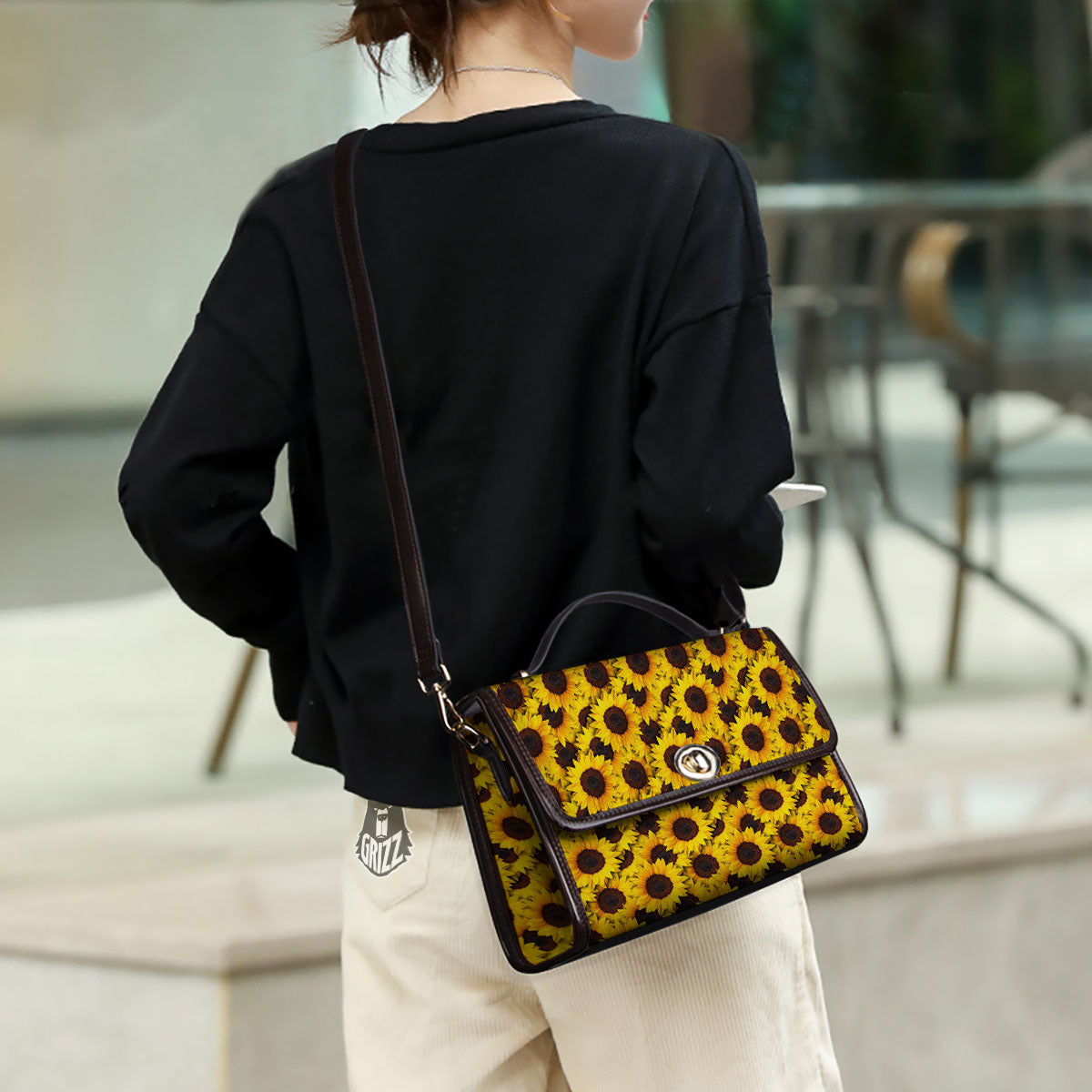 Sunflower Yellow Print Pattern Women's Satchel Bag-grizzshop