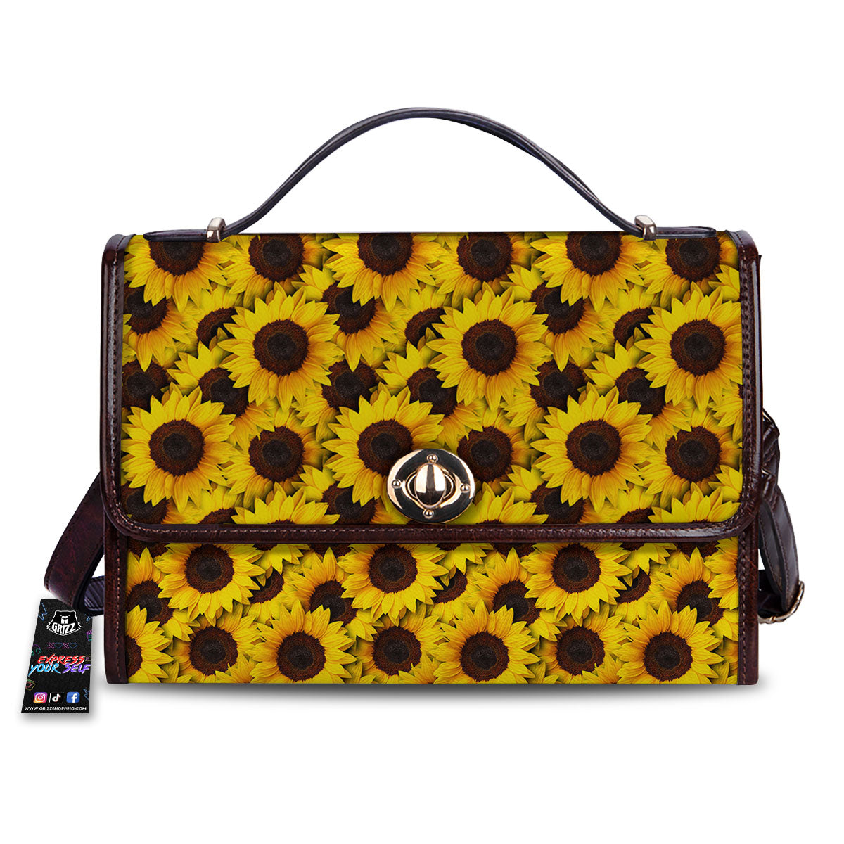 Sunflower Yellow Print Pattern Women's Satchel Bag-grizzshop