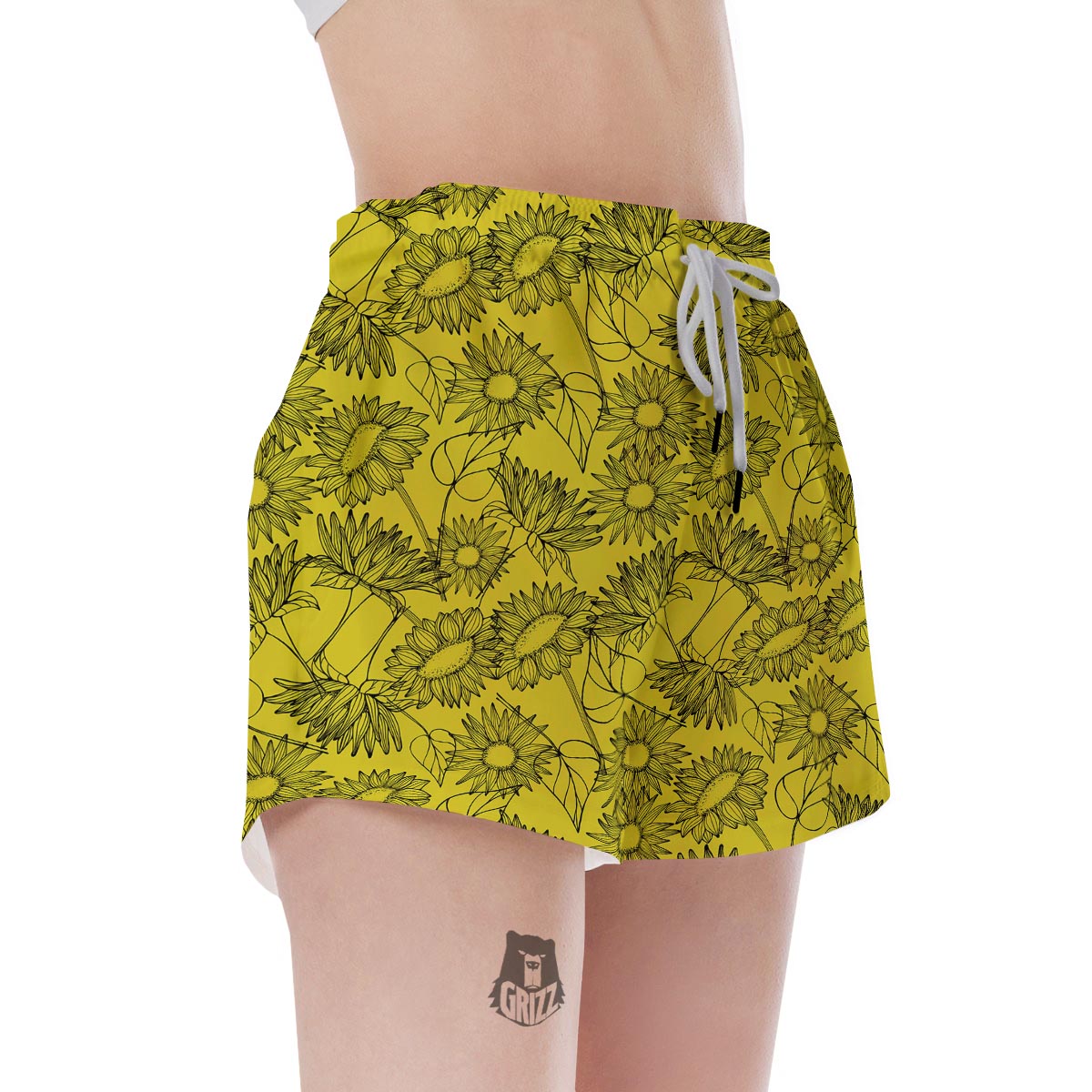 Sunflower Yellow Print Women's Shorts-grizzshop