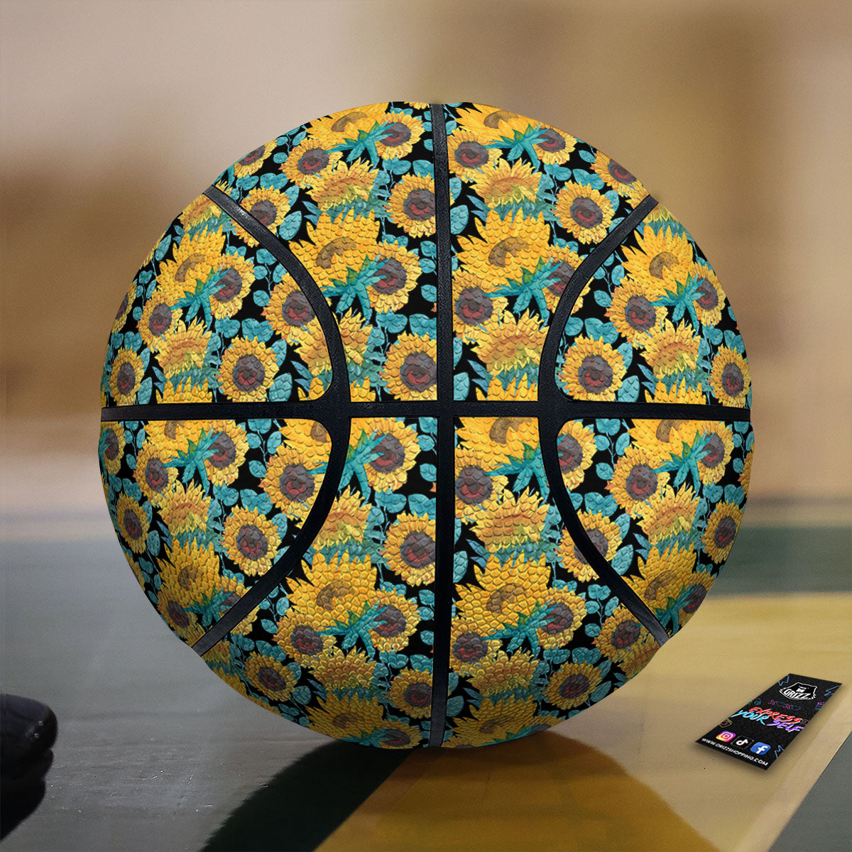Sunflower Bright Print Pattern Basketball