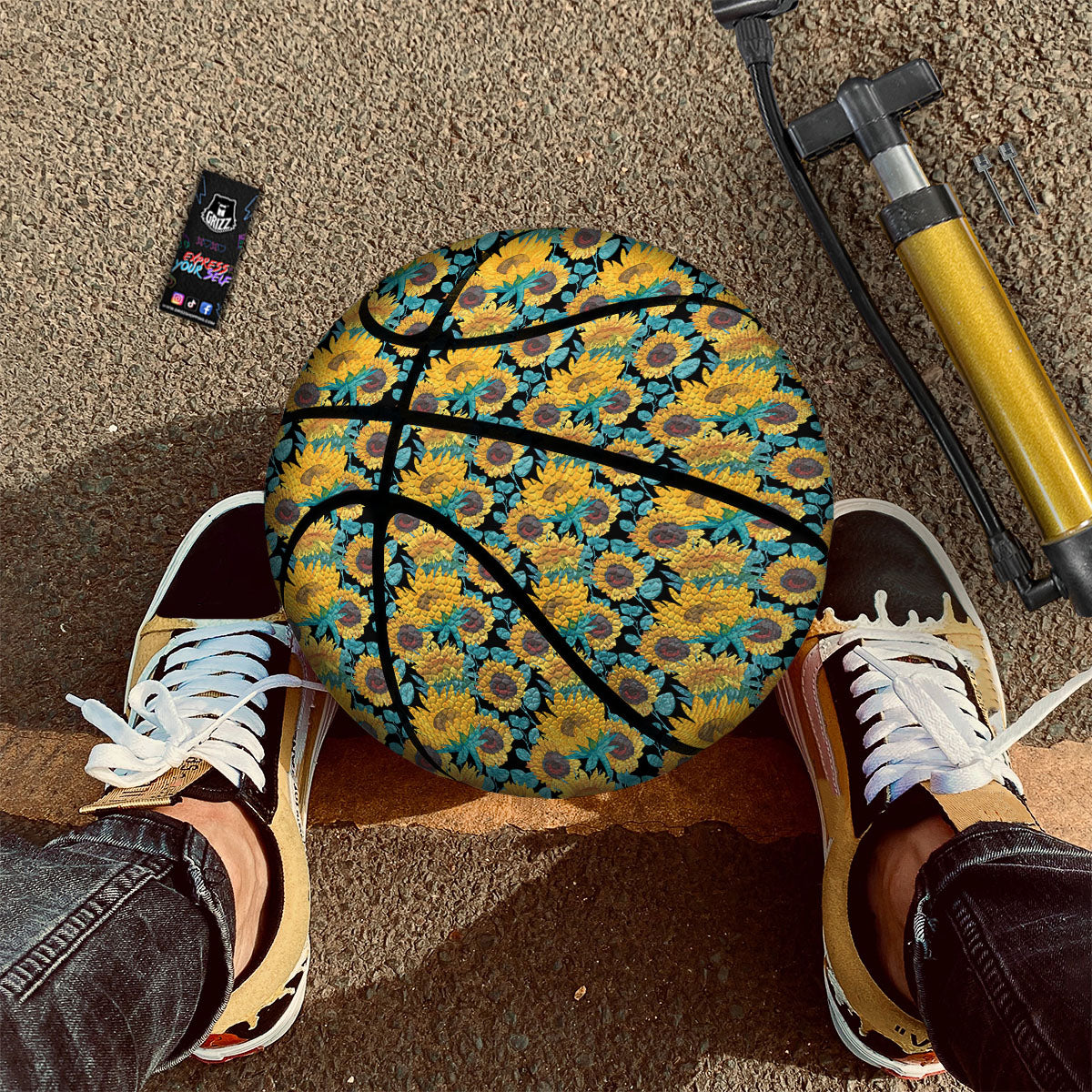 Sunflower Bright Print Pattern Basketball