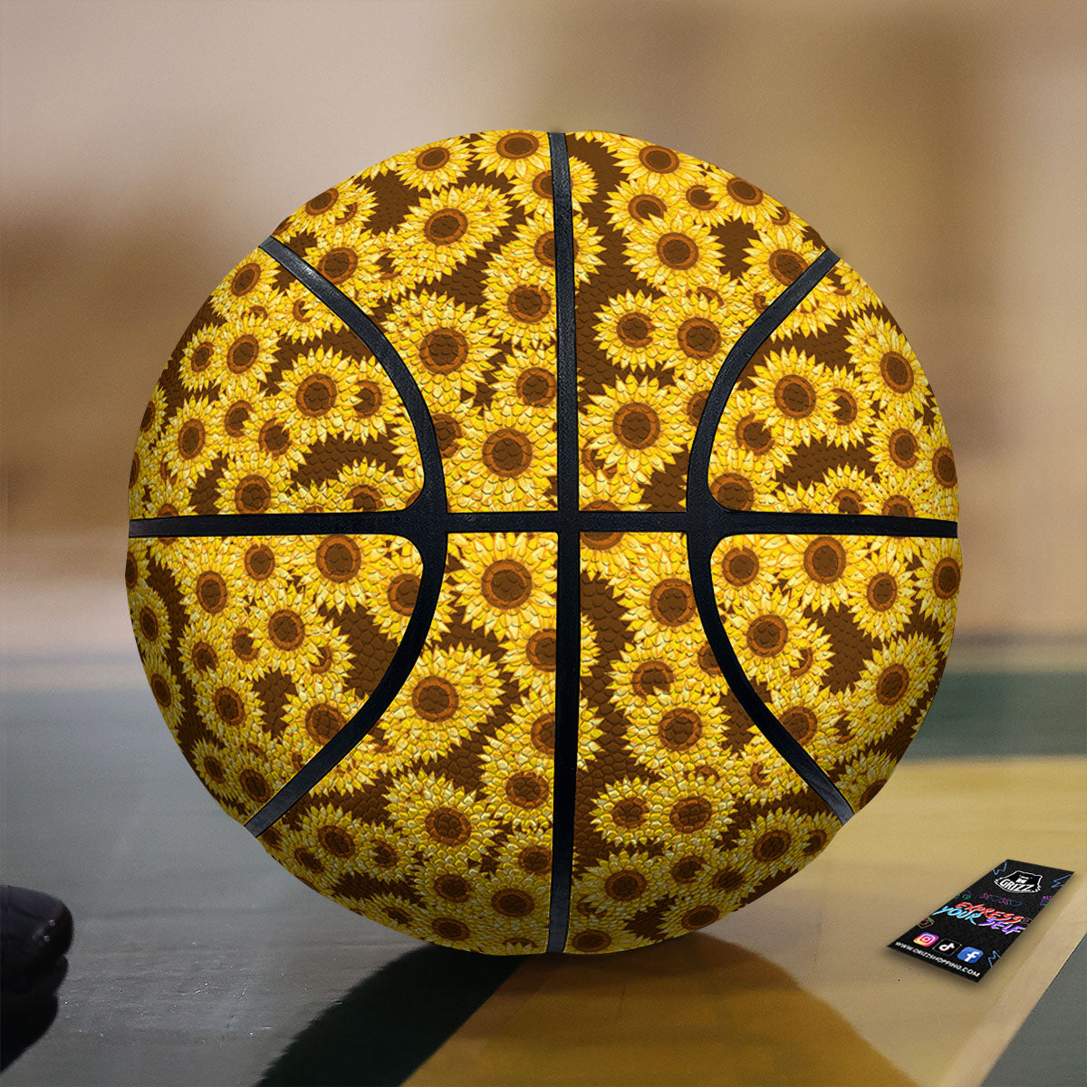 Sunflower Brown Print Pattern Basketball