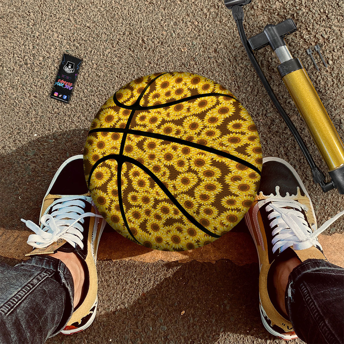 Sunflower Brown Print Pattern Basketball