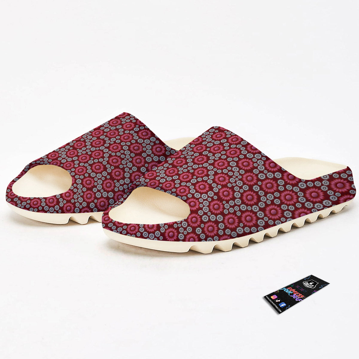 Sunflower Burgundy Print Pattern Sandals-grizzshop
