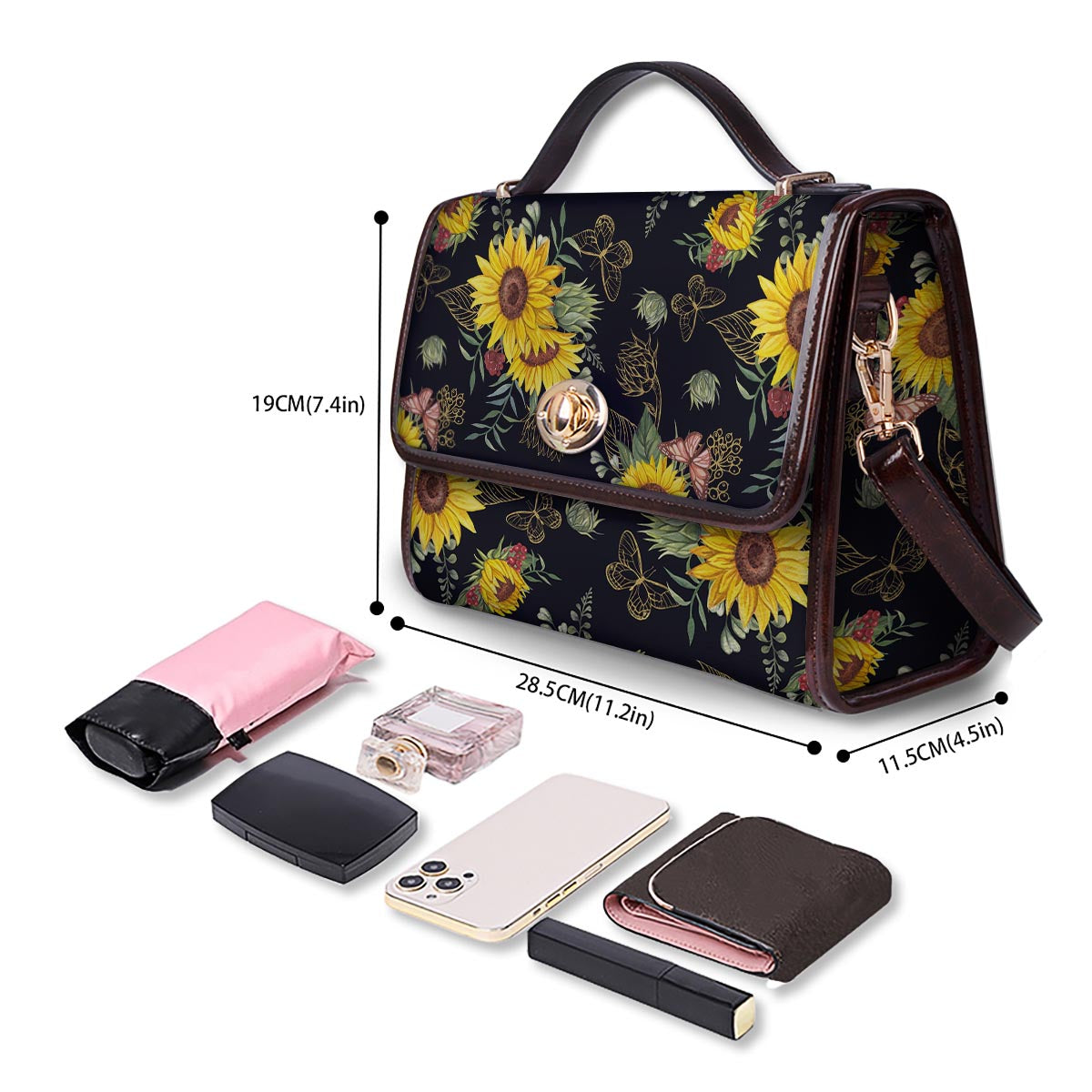 Sunflower Field Print Pattern Women's Satchel Bag