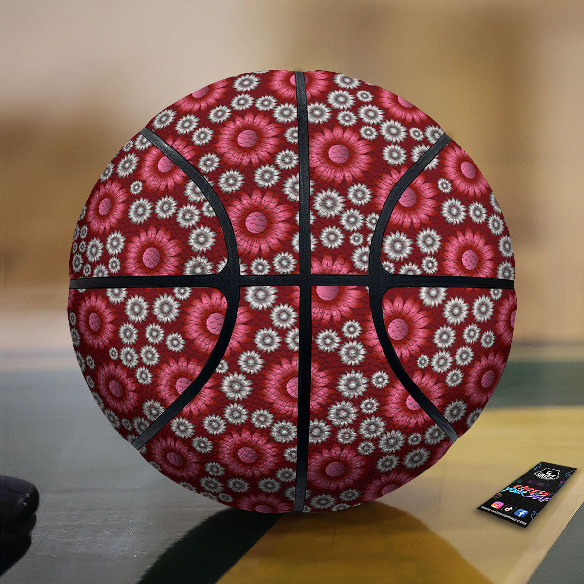 Sunflower Magenta Pink Print Pattern Basketball