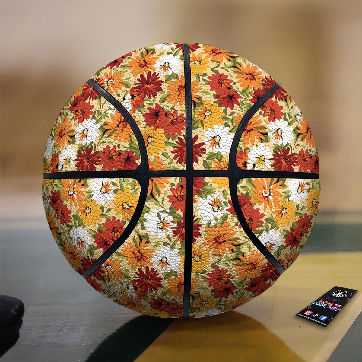 Tattersall Yellow And Beige Print Pattern Basketball