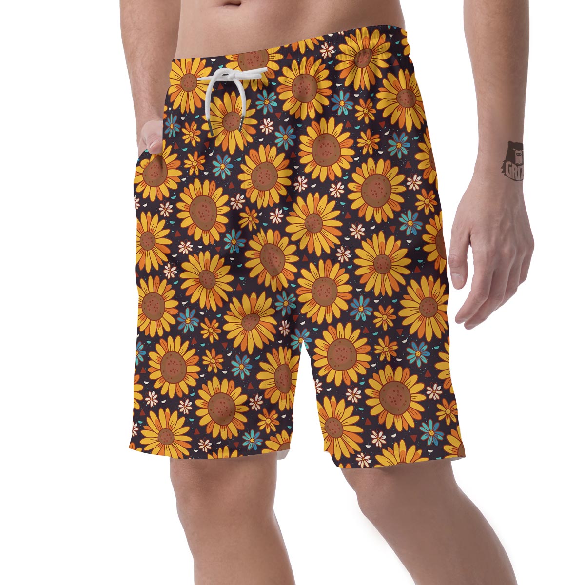 Sunflowr Floral Men's Shorts-grizzshop