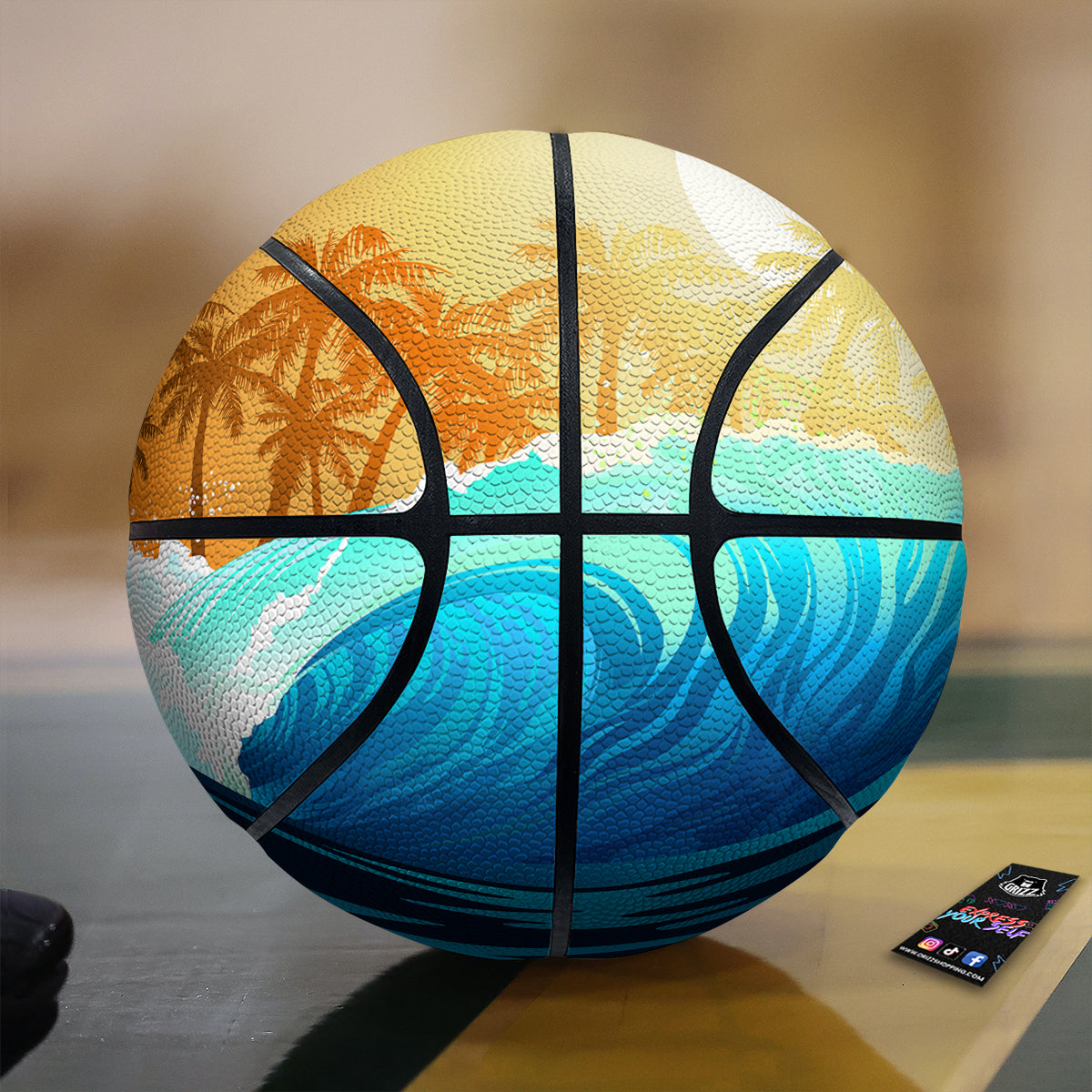 Sunrise Tropical Surfing Wave Print Basketball-grizzshop