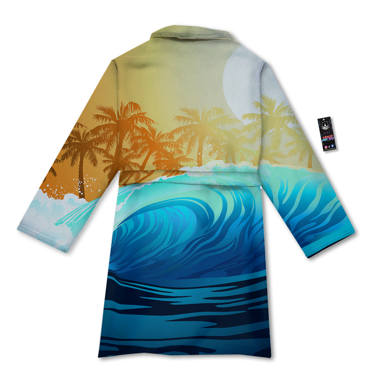 Sunrise Tropical Surfing Wave Print Bathrobe-grizzshop