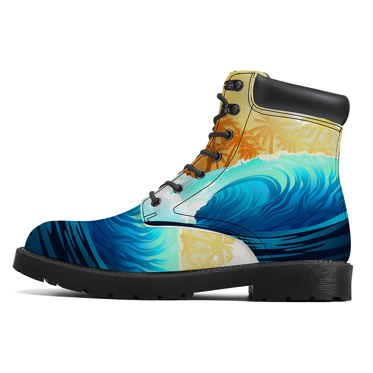 Sunrise Tropical Surfing Wave Print Boots-grizzshop