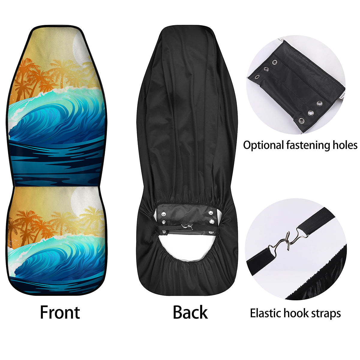 Sunrise Tropical Surfing Wave Print Car Seat Covers-grizzshop