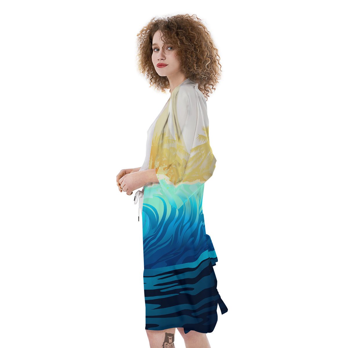Sunrise Tropical Surfing Wave Print Kimono-grizzshop