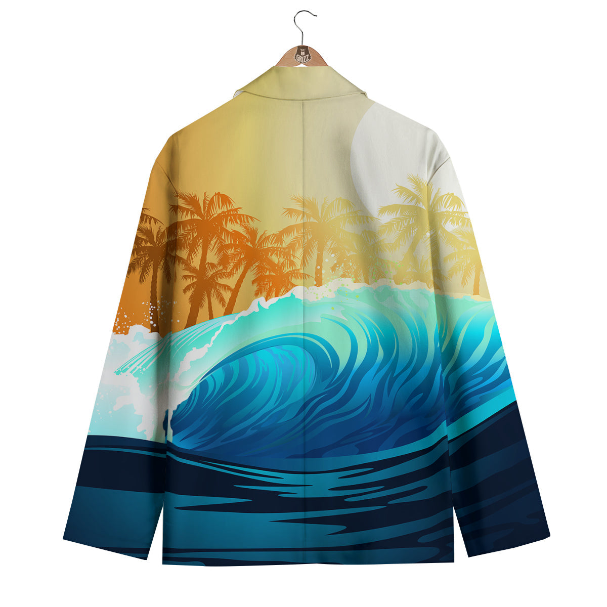 Sunrise Tropical Surfing Wave Print Men's Blazer-grizzshop