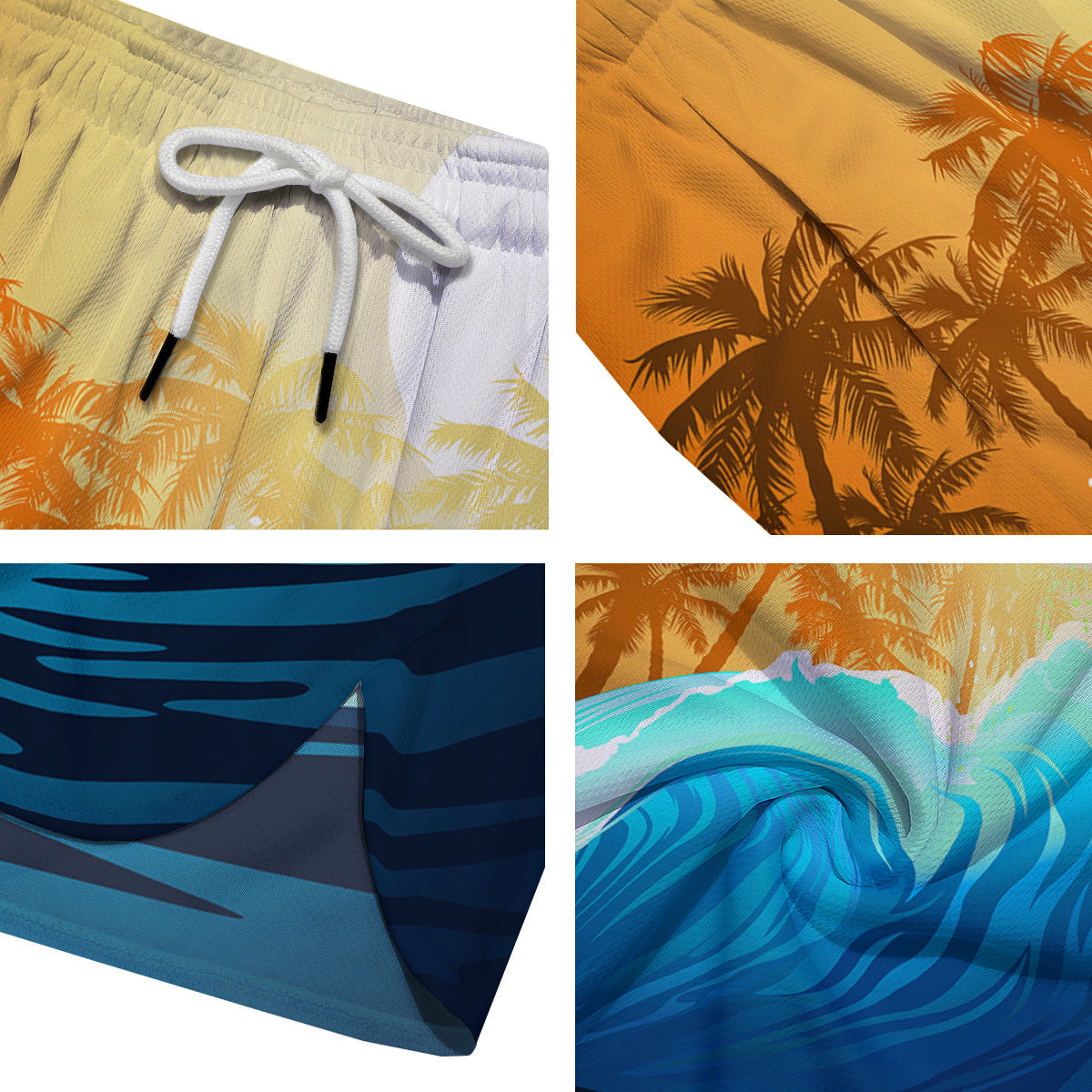 Sunrise Tropical Surfing Wave Print Men's Running Shorts-grizzshop