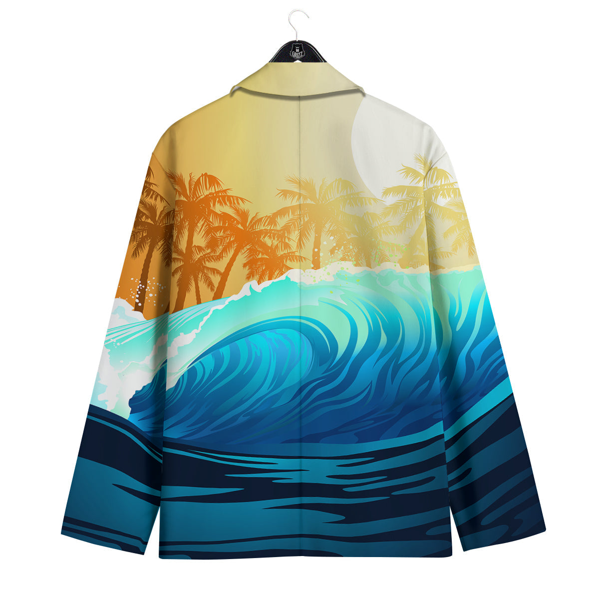 Sunrise Tropical Surfing Wave Print Men's Sport Coat-grizzshop