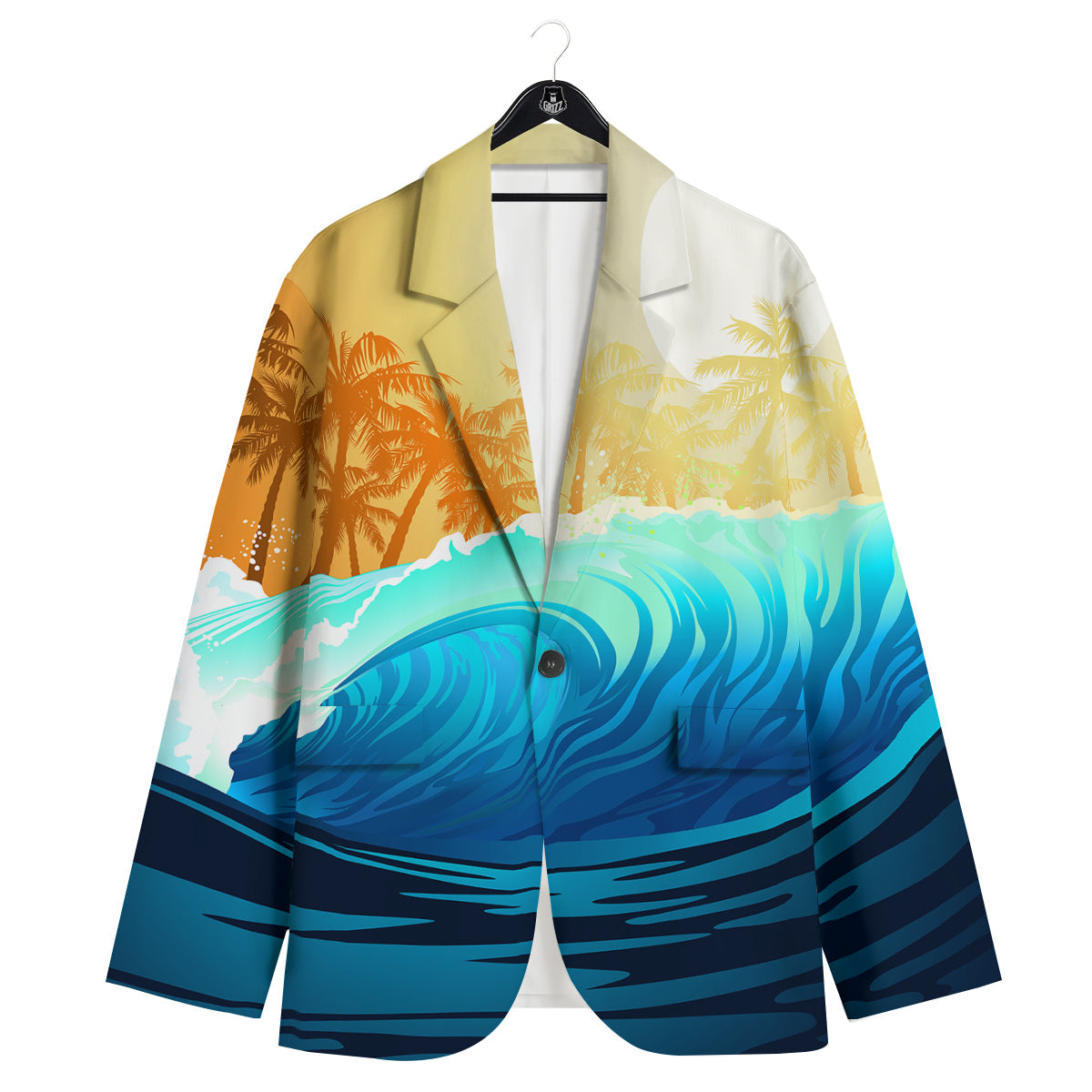 Sunrise Tropical Surfing Wave Print Men's Sport Coat-grizzshop