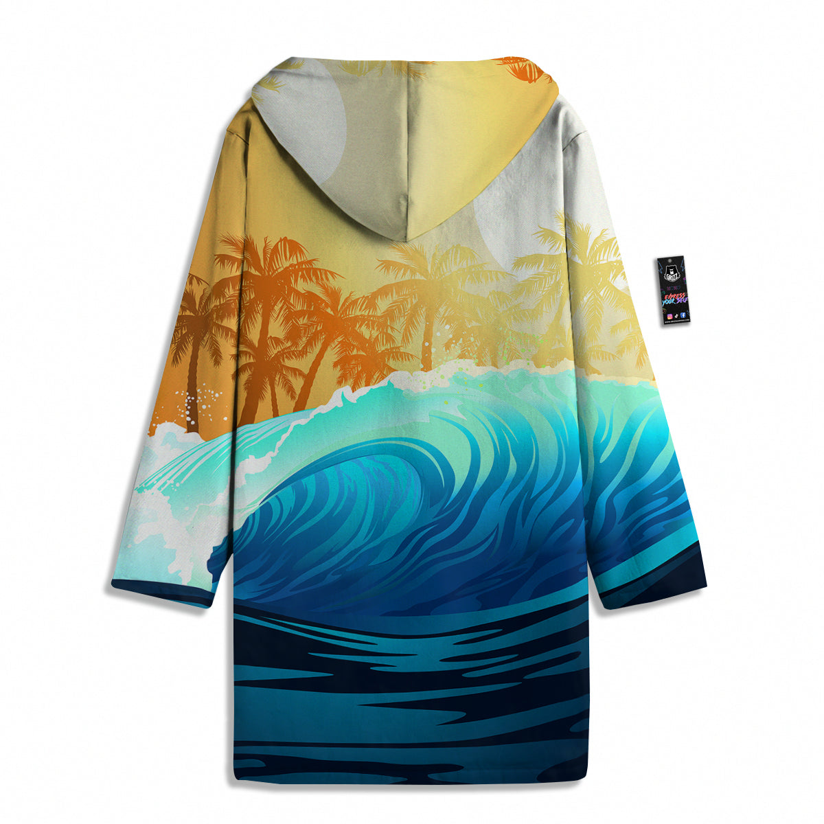 Sunrise Tropical Surfing Wave Print Men's Windbreaker Jacket-grizzshop