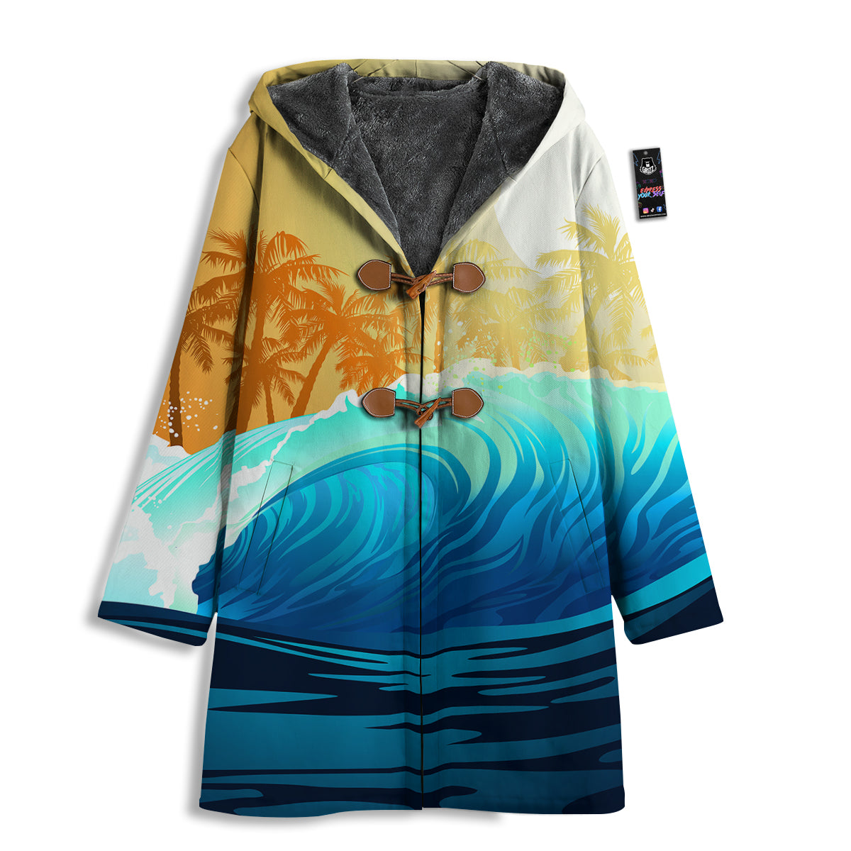 Sunrise Tropical Surfing Wave Print Men's Windbreaker Jacket-grizzshop