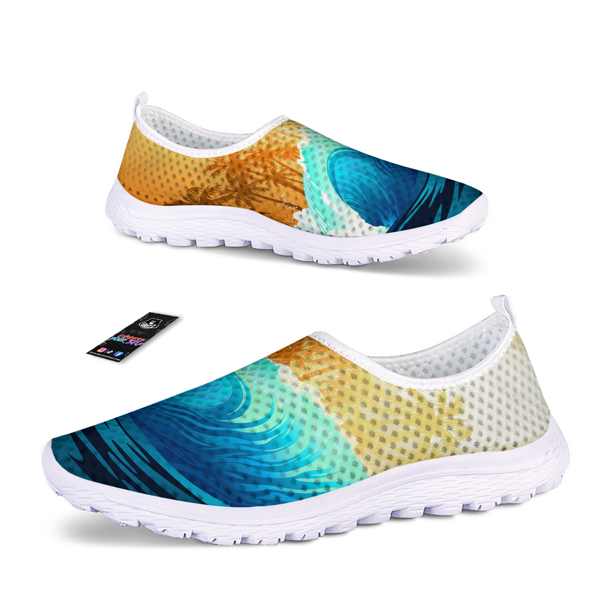 Sunrise Tropical Surfing Wave Print Nurse Shoes-grizzshop