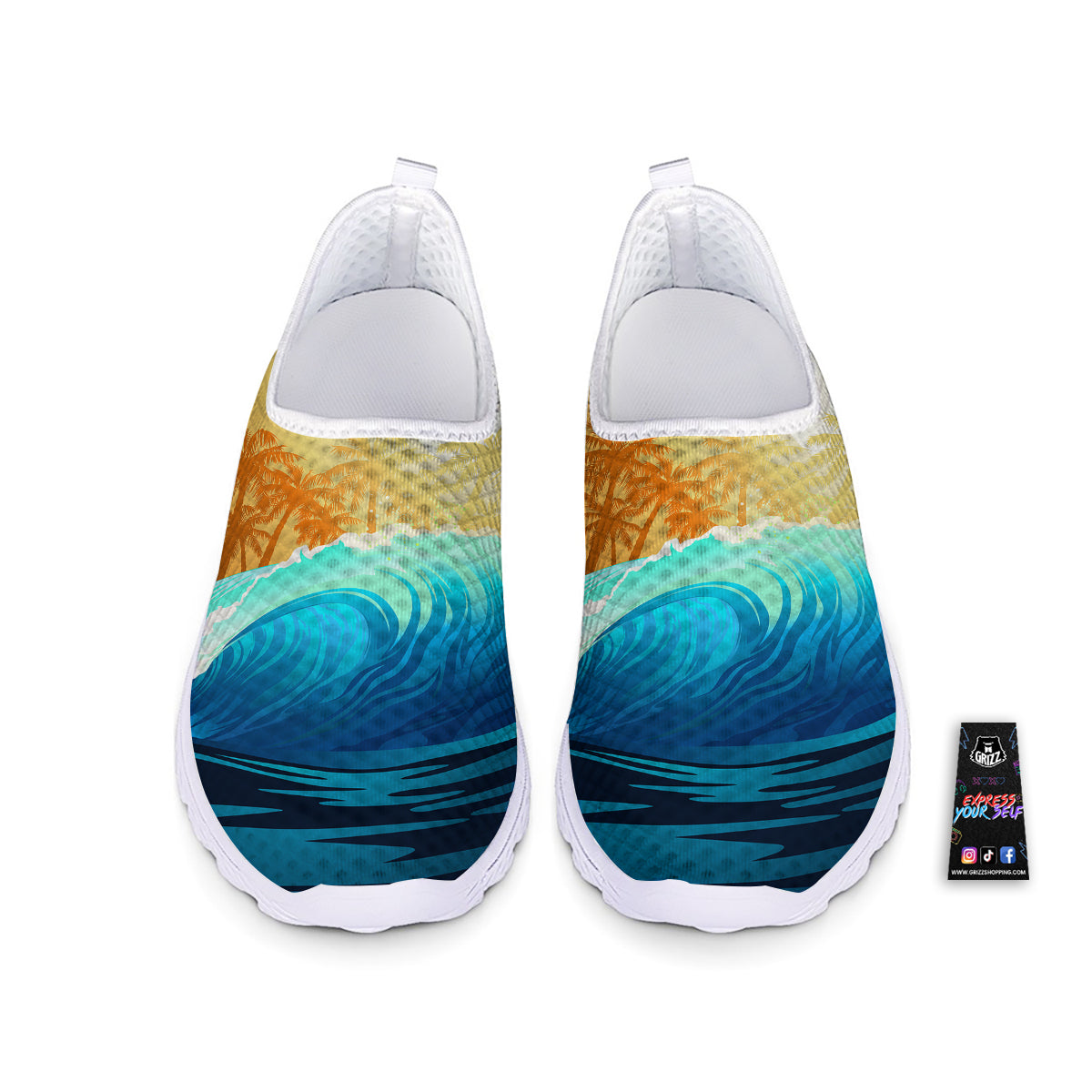 Sunrise Tropical Surfing Wave Print Nurse Shoes-grizzshop