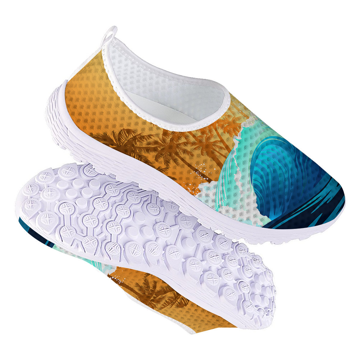 Sunrise Tropical Surfing Wave Print Nurse Shoes-grizzshop