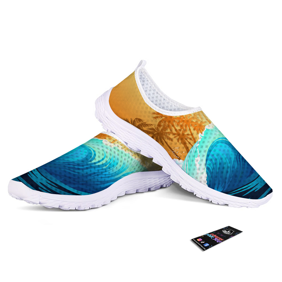 Sunrise Tropical Surfing Wave Print Nurse Shoes-grizzshop