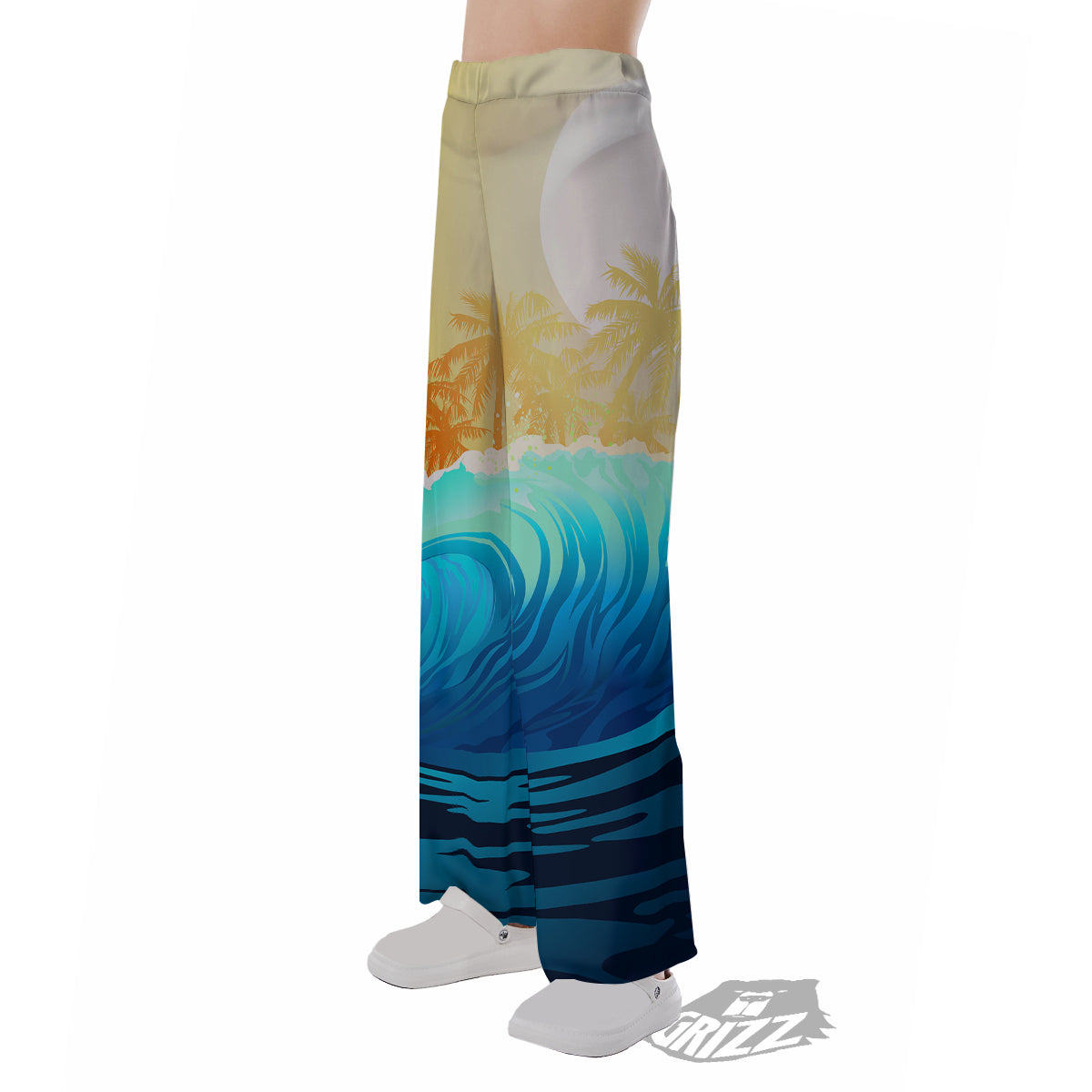 Sunrise Tropical Surfing Wave Print Pajama Pants-grizzshop