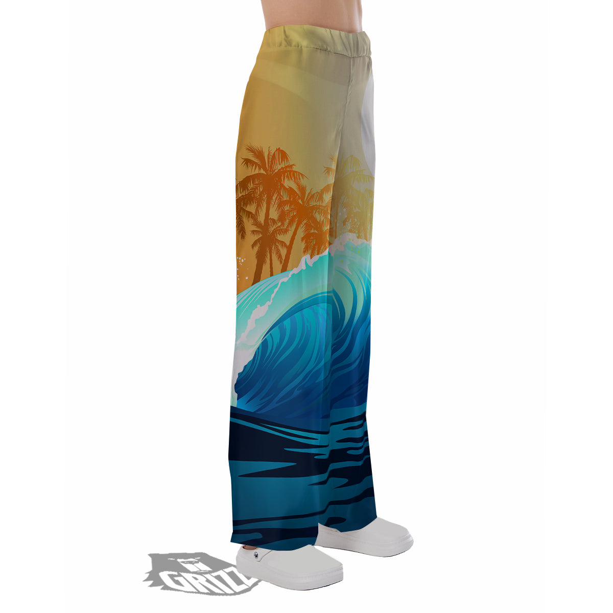 Sunrise Tropical Surfing Wave Print Pajama Pants-grizzshop
