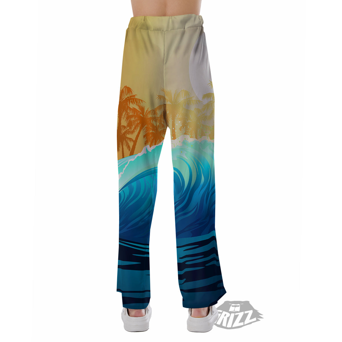 Sunrise Tropical Surfing Wave Print Pajama Pants-grizzshop