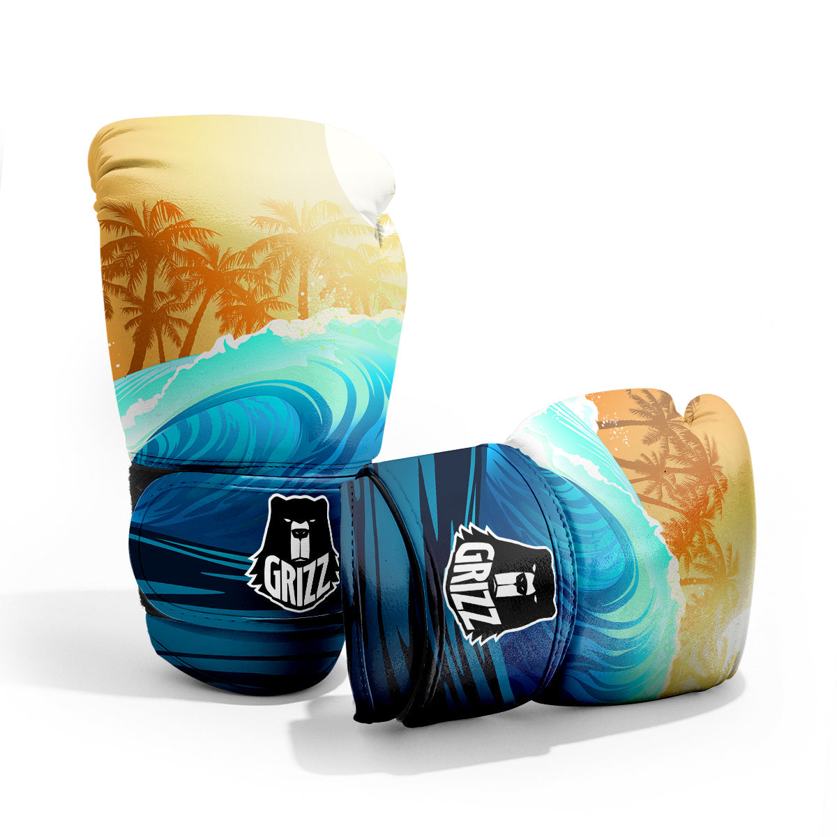 Sunrise Tropical Surfing Wave Print Pro Boxing Glove