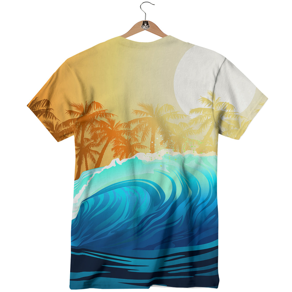 Sunrise Tropical Surfing Wave Print T-Shirt-grizzshop