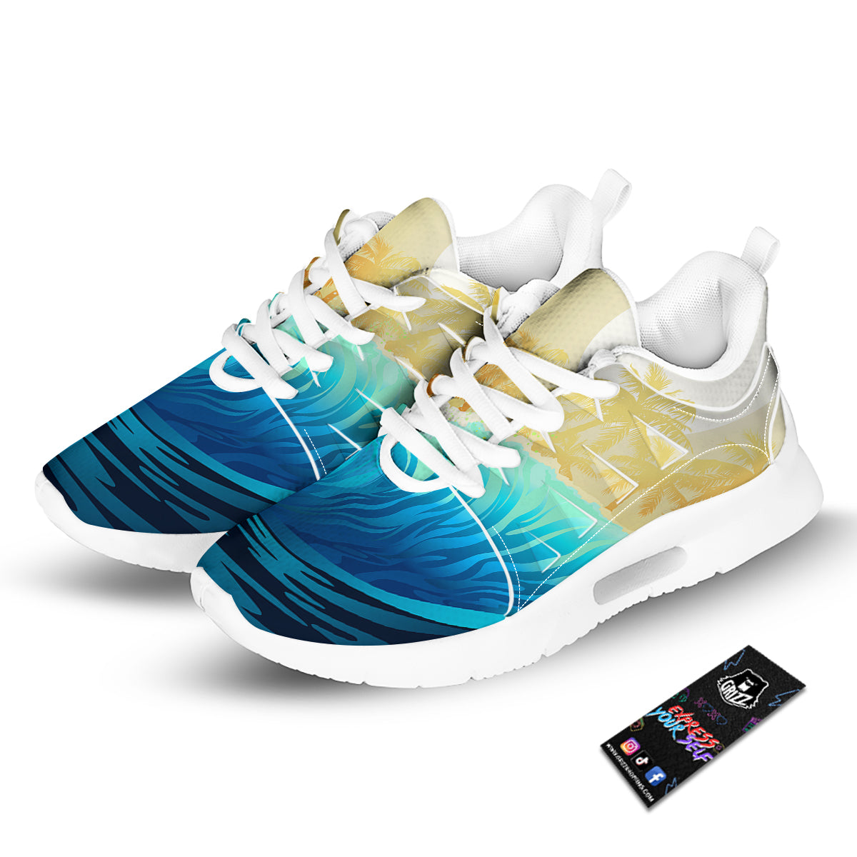 Sunrise Tropical Surfing Wave Print Tennis Shoes-grizzshop