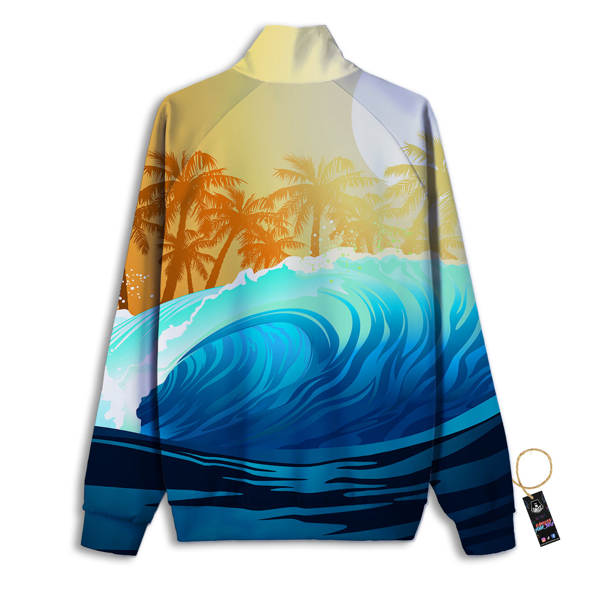 Sunrise Tropical Surfing Wave Print Track Jacket-grizzshop
