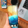 Sunrise Tropical Surfing Wave Print Tumbler-grizzshop